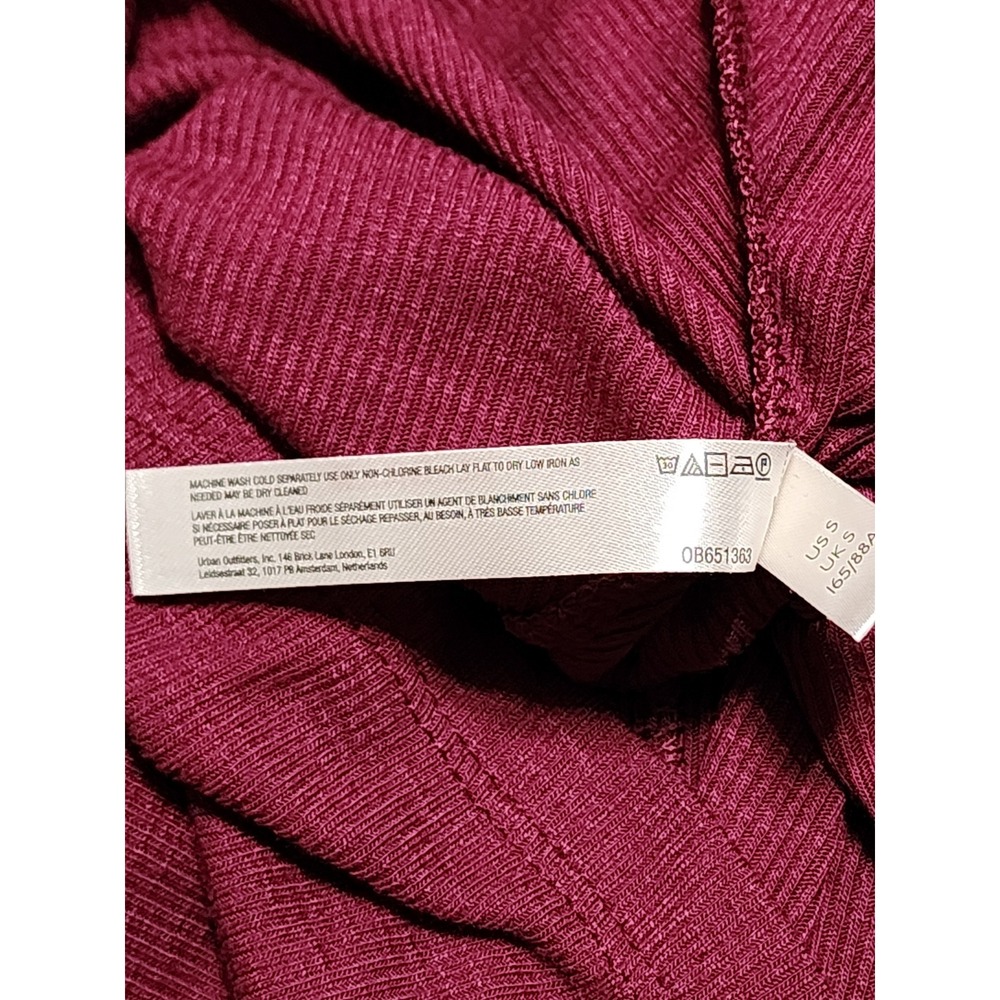 Free People Intimately Ribbed V-Neck Pleated Tank Top Small Burgundy‎ - Picture 3 of 9